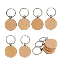 3 Packs Blank Wooden Keychain Tags With Carving Material In Rectangle/circle/heart/house/oval/bar/square/  Shape - round - View 2