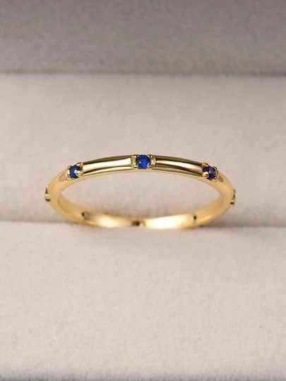 ESBERRY 1 pieza Anillo de zirconia cúbica elegante Joyería para damas Plata de ley 925 chapada en oro amarillo Joyería fina para uso diario Regalo