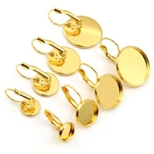 4pcs 6-25mm Bên trong Kích thước Thép không gỉ Tiếng Pháp Hoa tai Trống Cơ sở Cái mâm DIY Hoa tai Đồ trang sức - Vàng - Xem 2