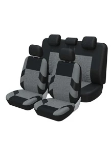 9 件灰色涤纶通用汽车座椅套适合 95% 的车辆 - 灰色 - 查看 1