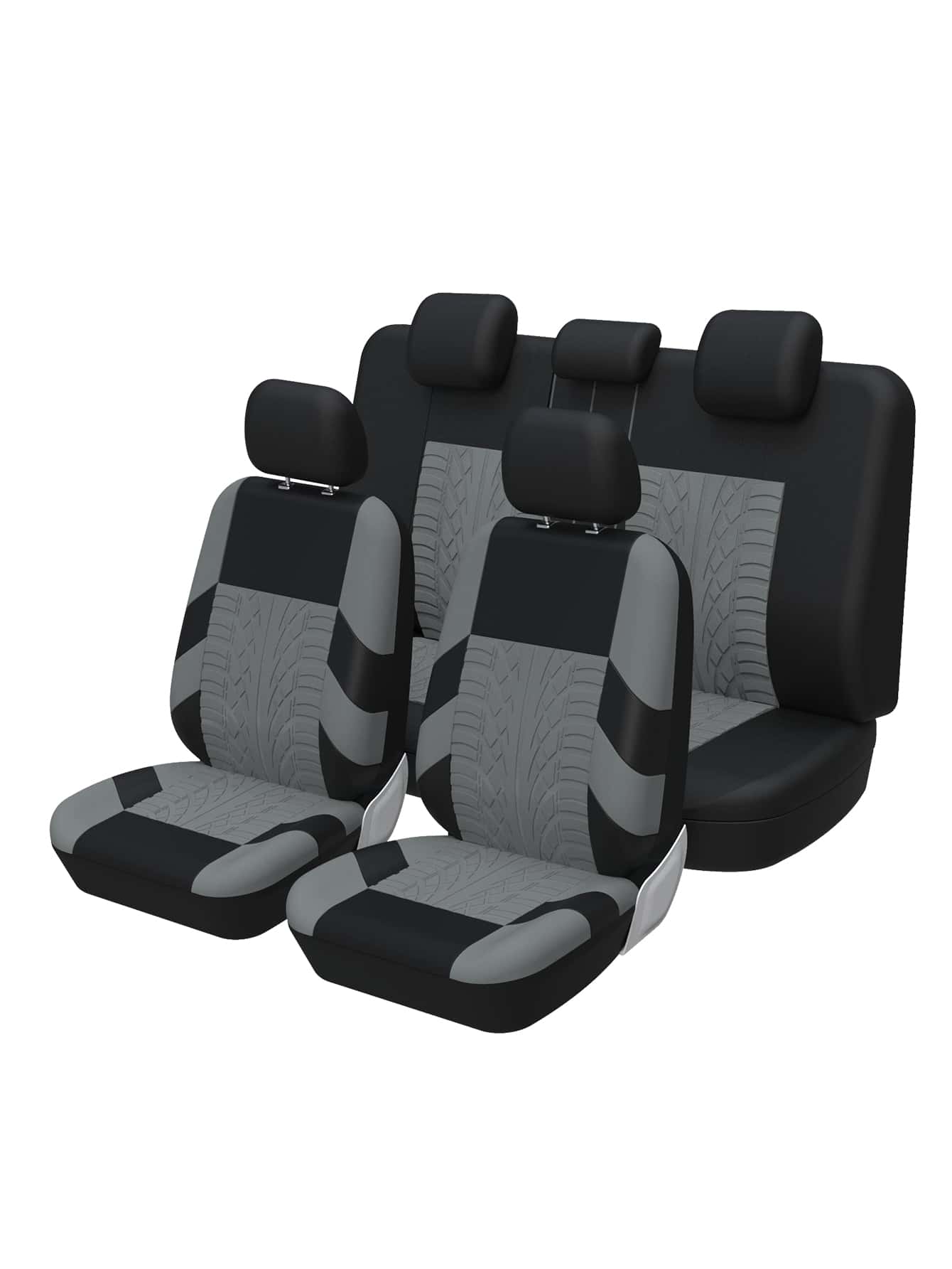 9 件灰色涤纶通用汽车座椅套适合 95% 的车辆 - 灰色 - 查看 1
