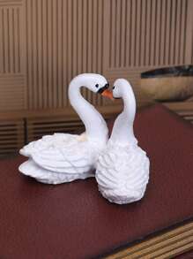 1pc Swan Couple Resin Craft Home Decoration Ornament For Outdoor Garden Yard - Multicolor - View 3