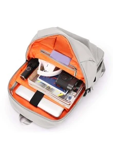 後背包適合女士,簡約風和大容量旅行後背包適合女士,閒暇日本初中學生,中學學生,後背包適合男士,15.6英寸電腦包,防水材料 - 淺灰色 - 查看 8