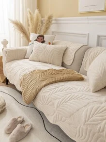 1pc Milk Velvet Computer Embroidery Sofa Cushion, Simple Modern Style Solid Color Pet-proof, Anti-dirty, Anti-slip Sofa Cover, Used For Living Room L-shaped Sofa And 1/2/3/4 Seater Sofa (single Unit Sold)