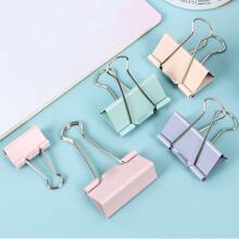 文具彩色長尾夾文件夾辦公室用品金屬裝訂夾黑色夾資料夾迴紋針 - 彩色 - 查看 5