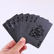 1 副黑色扑克牌防水扑克牌塑料 PET 扑克牌新奇扑克游戏工具适用于家庭游戏派对、成人派对游戏适合万圣节/圣诞节/感恩节 - 黑色 - 查看 8