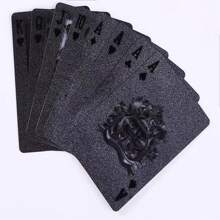 1 副黑色扑克牌防水扑克牌塑料 PET 扑克牌新奇扑克游戏工具适用于家庭游戏派对、成人派对游戏适合万圣节/圣诞节/感恩节 - 黑色 - 查看 11