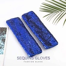 Victray Fashion Gloves Sequins Gloves Elastic Fingerless Gloves Rave Party Gloves Costume Accessories for Women and Girls - 寶藍色 - 查看 6
