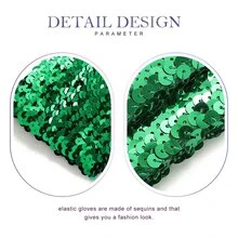 Victray Fashion Gloves Sequins Gloves Elastic Fingerless Gloves Rave Party Gloves Costume Accessories for Women and Girls - 綠色 - 查看 4