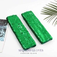 Victray Fashion Gloves Sequins Gloves Elastic Fingerless Gloves Rave Party Gloves Costume Accessories for Women and Girls - 綠色 - 查看 6