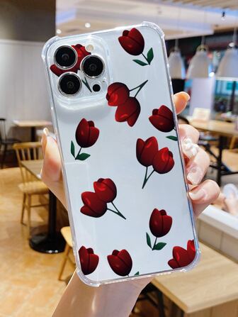 Funda de celular transparente floral