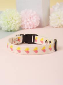 1入柔軟提花織寵物項圈，帶有心形圖案，適用於小型貓狗（不適合大型犬）