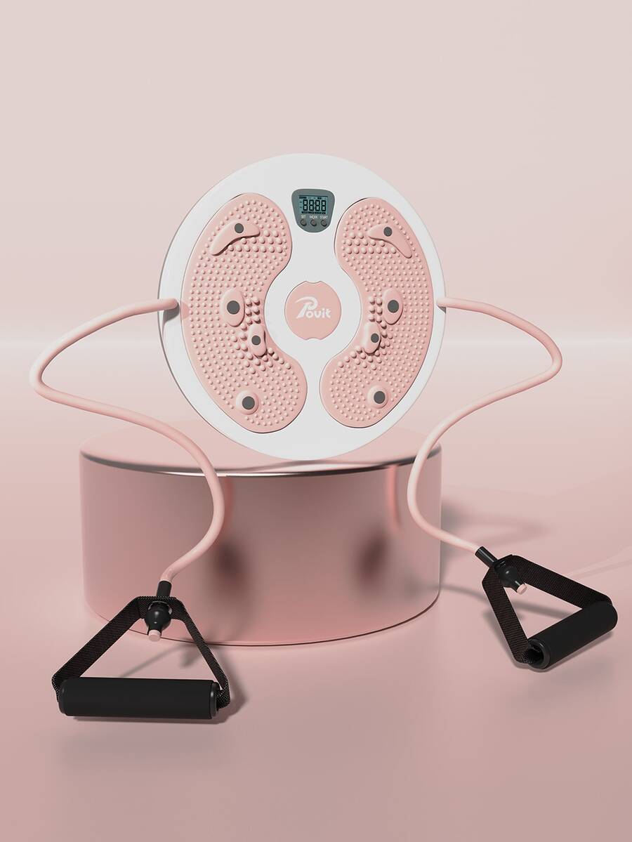 Twist Disc Machine For Home Fitness With Electronic Counter And Pull Rope - Pink - View 1