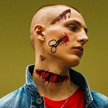 30入組萬聖節傷疤圖案紋身貼紙,3D假紋身貼紙適用於臉部