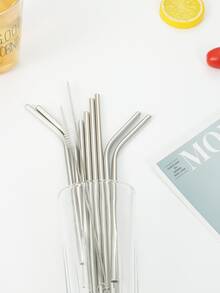 11pcs Stainless Steel Portable Straw Set - Silver - View 3