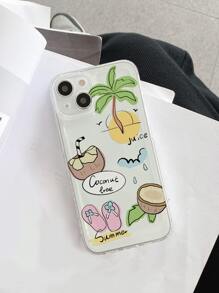 Funda de celular transparente árbol de coco patrón - Multicolor - Ver 2