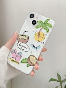 Funda de celular transparente árbol de coco patrón - Multicolor - Ver 3