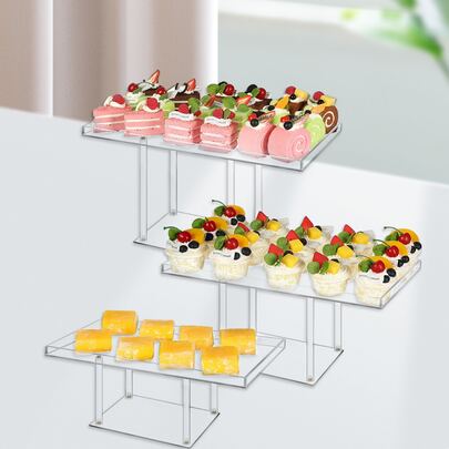 1套裝甜品展示支架成套工具,透明亞克力甜品展示架適用於紙杯蛋糕,糕點,蛋糕