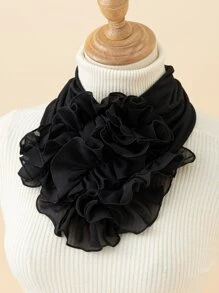 1pc Fashionable Multifunctional 3d Flower Design Scarf - Black - View 1
