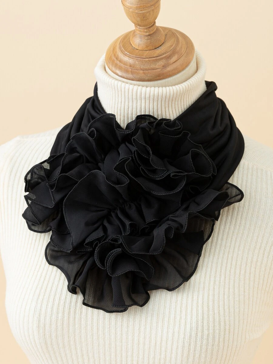1pc Fashionable Multifunctional 3d Flower Design Scarf - Black - View 1