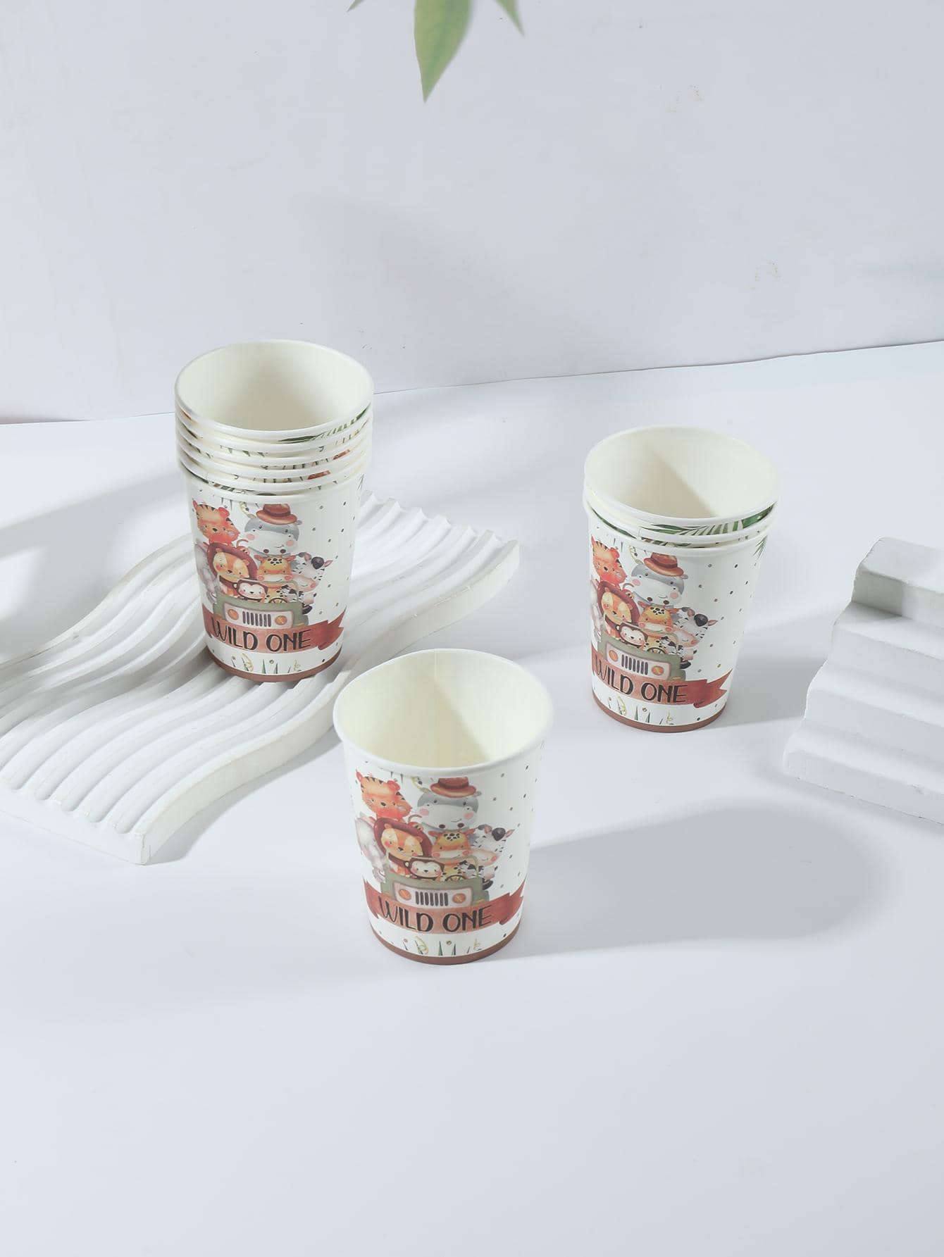 20pcs 9oz/250ml Disposable Paper Cups Cartoon Wild Animal Pattern Party
