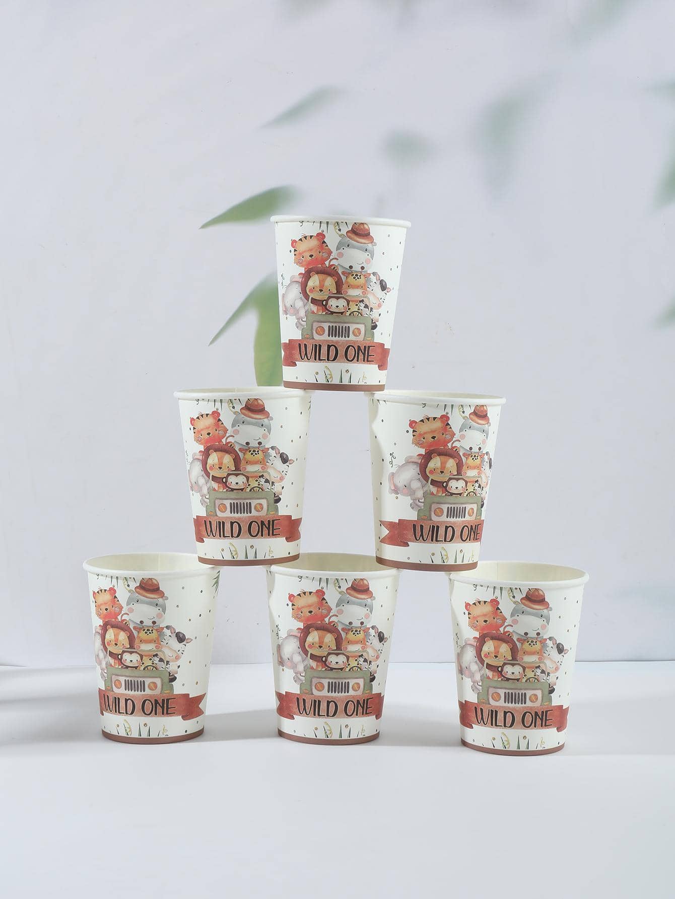 20pcs 9oz/250ml Disposable Paper Cups Cartoon Wild Animal Pattern Party