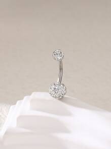 1pc simple and luxurious round ball navel ring women's body piercing super flash party navel nail belly decoration