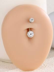 1pc simple and luxurious round ball navel ring women's body piercing super flash party navel nail belly decoration