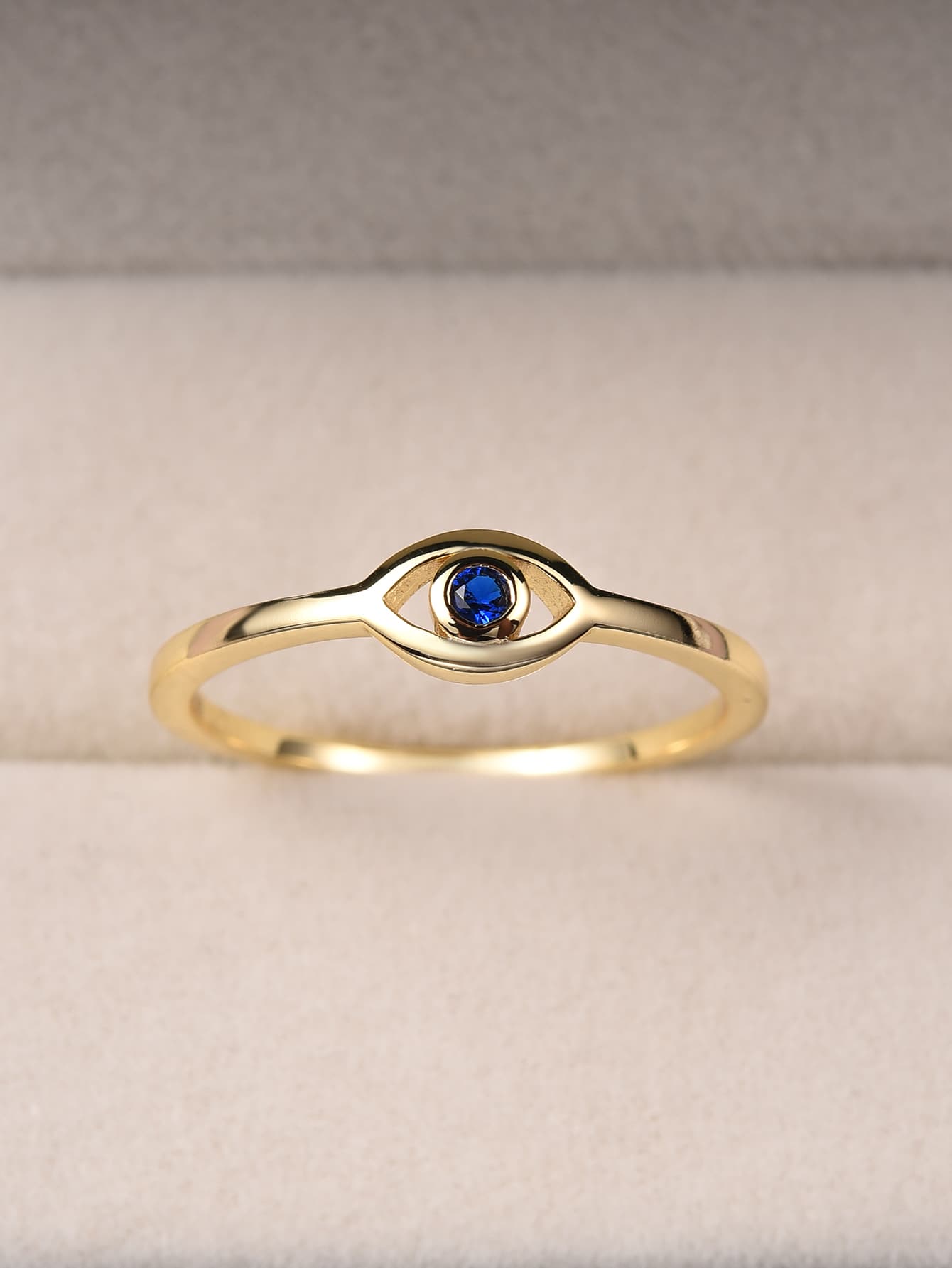 ESBERRY 1 PC Blue Evil Eye Unique Ring Ladies Jewelry 925 Sterling Silver Yellow Gold Plated Fine Jewelry Daily Wear Gifts - Gold - View 1