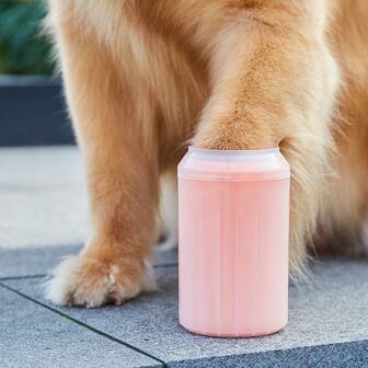 1入組塑膠半透明可旋轉便攜寵物爪子清潔適用於貓和小狗,室內和戶外使用