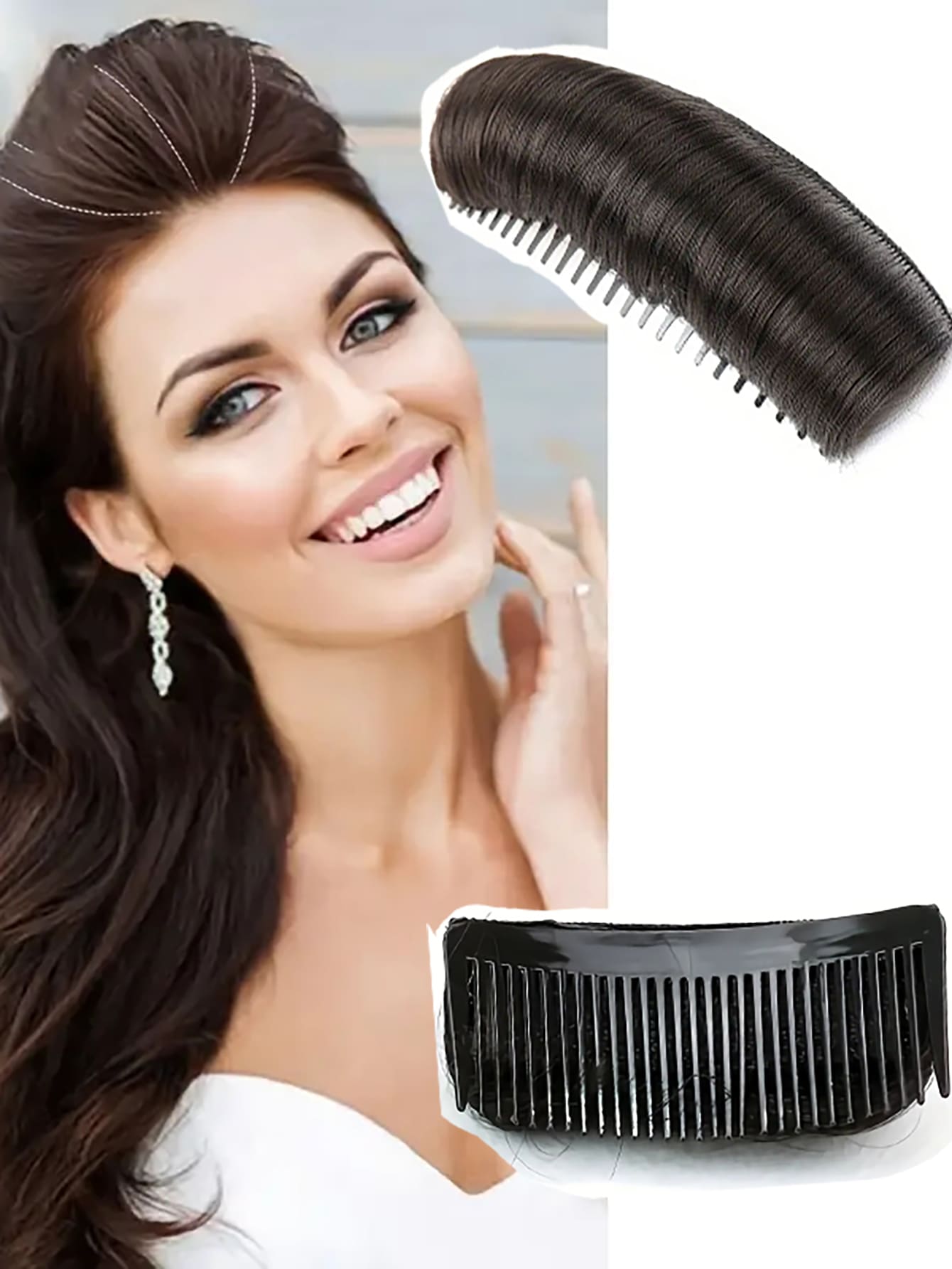 1pc Invisible Bangs Hair Tool, Hair Volume Enhancer, Wig With Comb - Black - View 1