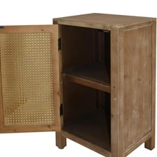 COZAYH Rustic Farmhouse End Table Nightstand With Storage And Woven Fronts, Industrial Accent Bedside Table For Bedroom, Living Room - Nâu tự nhiên - Xem 11