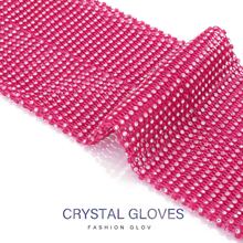 Victray Rhinestone Fingerless Gloves Stretch Fishnet Gloves Elbow Glove Party Rave Bling Costume Gloves for Women and Girls - Màu Hồng Tươi - Xem 6