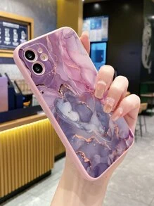 1 件烟熏大理石粉色樱花哑光边缘手机壳，适用于 Apple//Redmi//VIVO - 淺粉色 - 查看 5