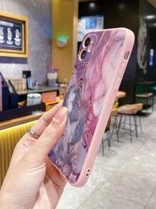 1 件烟熏大理石粉色樱花哑光边缘手机壳，适用于 Apple//Redmi//VIVO - 淺粉色 - 查看 3