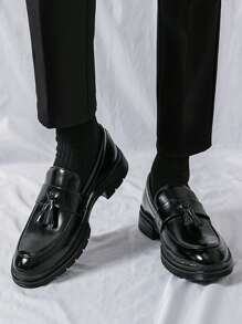 Men's Business Casual Shoes With Fringe Tassel, Pu Leather, Slip-On Loafer Shoes, Soft Sole Summer
