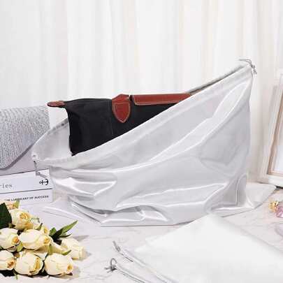 1pc Polyester Satin Dustproof Drawstring Bag For Jewelry, Luxury Products, High Capacity Storage Bag For Travel Storage Bag,Makeup Bag,Cosmetic Bag,Vacation Organizer,Large Capacity Makeup Organizer Makeup Case, For Lipstick, Brush, Skincare, Mobile Phone, Coin, Small Items, For Home,Gift,Vacation And Festival Halloween Christmas Multifunctional Use,Boho Vibes