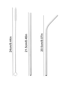 11pcs Stainless Steel Portable Straw Set - Silver - View 2