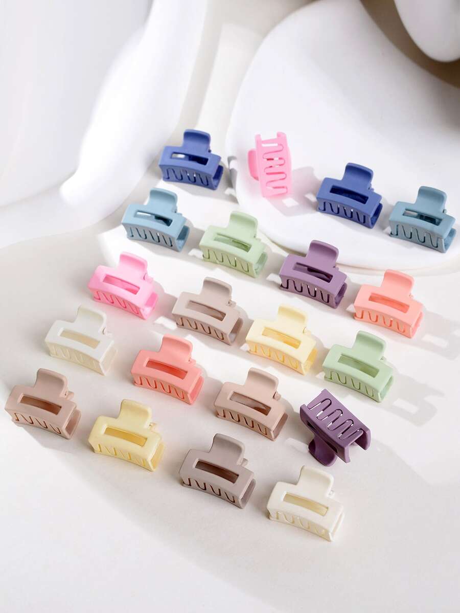 20pcs Girls Geometric Mini Hair Clips, Fashionable Rectangular Hair Accessories, Suitable For Back To School Season - Multicolor - View 1