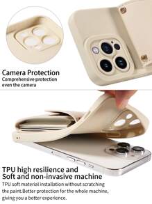 1 Ốp lưng điện thoại bằng da PU có khe cắm thẻ đa năng dạng đeo chéo, tương thích với Apple 17 Pro Max, 17 Pro, 17 Air, Redmi, OPPO Series - Màu be - Xem 6