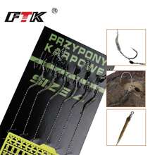 FTK 6入組18.5 厘米釣魚鯉魚鉤帶線 30-60 磅 2/4/6/8# 歐洲餵食器套裝鯉魚鉤配件 - 軍綠色 - 查看 3