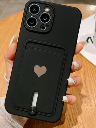 Valentines Fashionable New Spray-Painted Slotted Metal Heart Shape TPU Shockproof Phone Case Compatible With Iphone 11/12/13/14/15/16 Pro & Max Waterproof Anti-Fall Scratch Resistant