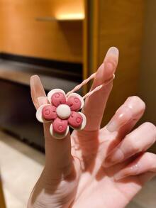 10pcs Girls Dark Red Cartoon Flower Strawberry Design Sweet Hair Tie For Daily Decoration - Multicolor - View 6