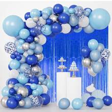 1 pieza fiesta Decoración de cumpleaños lluvioso sedoso Cortina boda habitación Fondo Decoración - Azul - Ver 3
