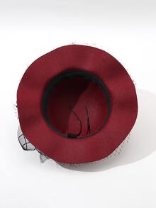 1pc Women's Winter British Style Bucket Hat With Knitted Net Yarn Flower Decor, Fashionable And Reducing Age - Multicolor - View 4