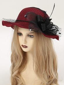 1pc Women's Winter British Style Bucket Hat With Knitted Net Yarn Flower Decor, Fashionable And Reducing Age - Multicolor - View 2