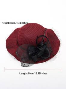 1pc Women's Winter British Style Bucket Hat With Knitted Net Yarn Flower Decor, Fashionable And Reducing Age - Multicolor - View 5