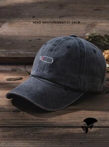 1頂女士電池印花洗水棒球帽，適用於春秋戶外防曬帽，旅行、海灘、度假、男士遮陽帽，Y2K風格青年帽子，休閒款 - 黑色 - 查看 4