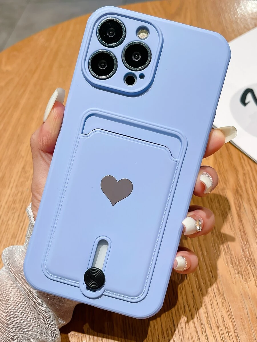 Fashionable New Sprayed Oil Slot Metal Heart Decor TPU Shockproof Phone Case Cover Suitable For IPhone11/12/13/14/15/16/17 PROMAX