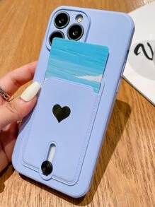 Fashionable New Sprayed Oil Slot Metal Heart Decor TPU Shockproof Phone Case Cover Suitable For IPhone11/12/13/14/15/16/17 PROMAX - Purple - View 5